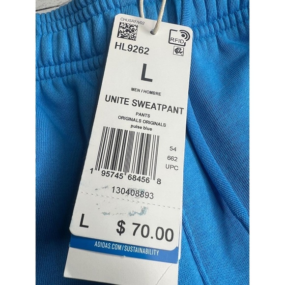 Adidas Sweatpants Mens Size L Pulse Blue Graphic Joggers Boombox Print Streetwea - Picture 3 of 6